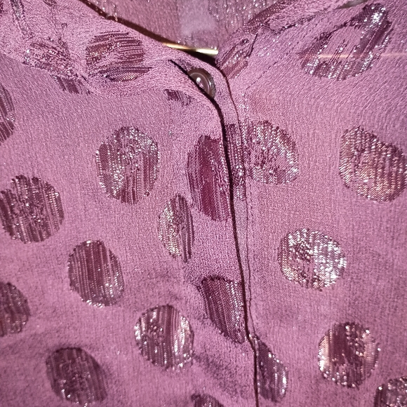 Lane Bryant size 26/28 plum purple sheer Long sleeve button down blouse - Picture 3 of 5
